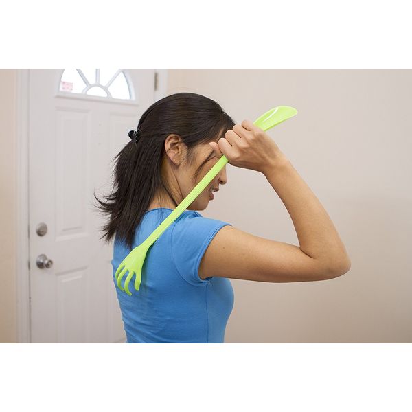 Back Scratcher with Shoe Horn Long Handle (Pack of 3) Each 19.5" Long Handled Shoe Horn with Hand Shaped Backscratcher Is Perfect for Itchy Backs and Putting on Shoes While Standing (Green)