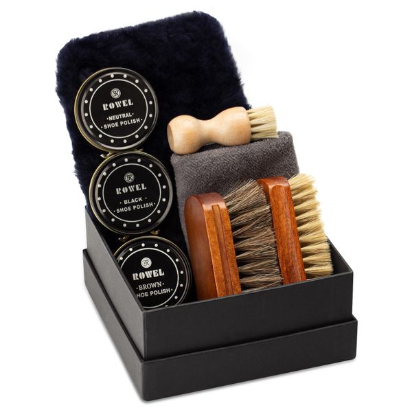 Goteeki Shoe Polish Set, Leather Shoes, Care Set, Available in All Colors, 3 Colors, Superb Leather Shoe Care Set, Shoe Polish, Leather Shoes, Shoe Care Set, Horse Hair Brush, Pig Hair Brush, Easy