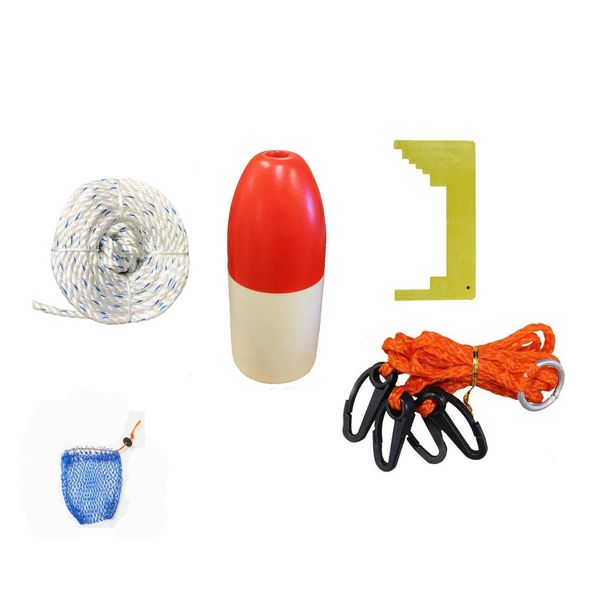 KUFA Crabbing Accessory kit (100' Non-Lead Sinking line, Caliper, Harness, Bait Bag & 11" Float) CAS-1