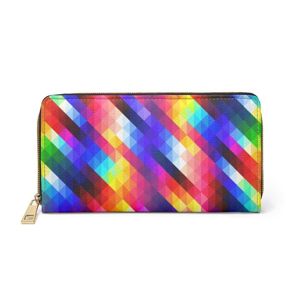 Womens Wallet, Zip Purse, Multicolor Gradient Colorblock - One size