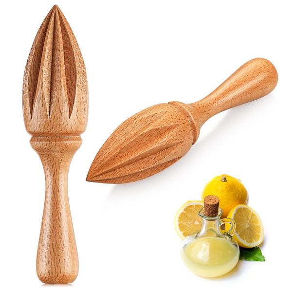 2 Pcs Wooden Citrus Reamer Lemon Hand Juicer Beech Wood Handheld Citrus Juicer