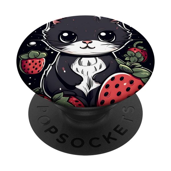 Ragamuffin Kawaii Strawberries Cat PopSockets Swappable PopGrip