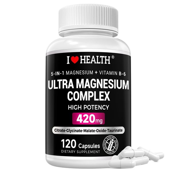 Magnesium Complex Supplement 420mg + B6 Vitamin,Support Sleep and Brain,120ct