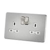 Knightsbridge SFR9000BCW Screwless 13A 2G Dp Switched Socket-Brushed Chrome with White Insert