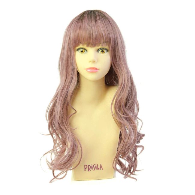 Priscilla CTA-100 All Color Wig, Whipped Curl, Long, Heat Resistant, CTGL, Gray Lavender