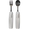 Aidapt Adaptive Large Handled Fork and Spoon Set Utensils with Multi Angled Head Adjustment for Use Arthritis, Disabled, Elderly