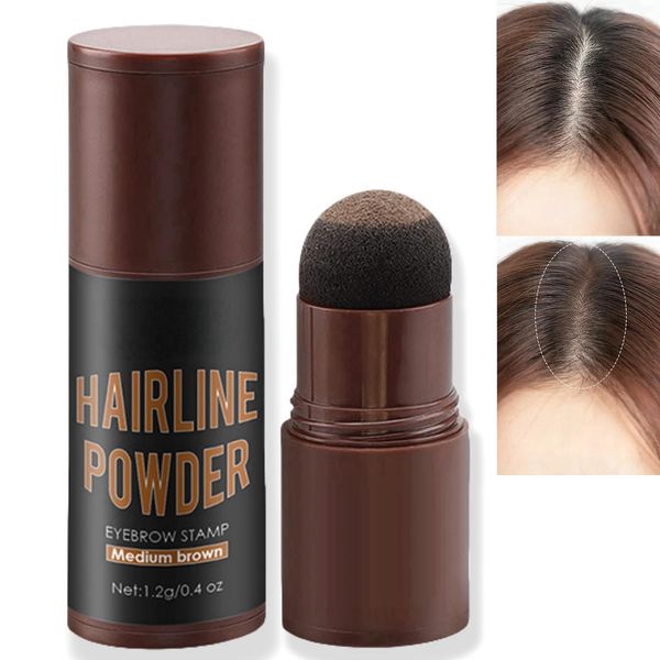 Hairline Powder Root Touch Up,Hair Shadow Powder,Thin Hair Root Dye Touch Up,Windproof&Longlasting Hair Filler Powder,Hairline Shading Powder,Modify Forehead Eyebrow,Root Concealer(Medium Brown)