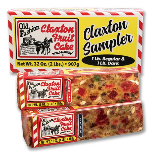 Claxton Fruit Cake Sampler – 2-1 Lb Loaves, Regular & Dark Recipe Duo, Individually Wrapped in Signature Gift Carton | Old-Fashioned Holiday Fruitcake Since 1910
