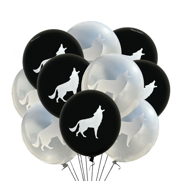 Wolf Latex Balloons 12 Count, Wolf Balloons for Birthday Party, Wolf Howling, Baby Shower Classroom Decoration, Cute Wolves Balloon, 12 Inch Standard Size, Wolf Party Event Decor