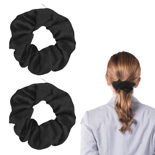 CHEERYMAGIC Satin Hair Scrunchies Set, Elastic Hidden Pocket Hair Ties Hair Bands, Hair Ties Ropes, Silk Satin Ponytail Holder for Women Girls Gift Hair Accessories A9-LLDCFQ (Black)