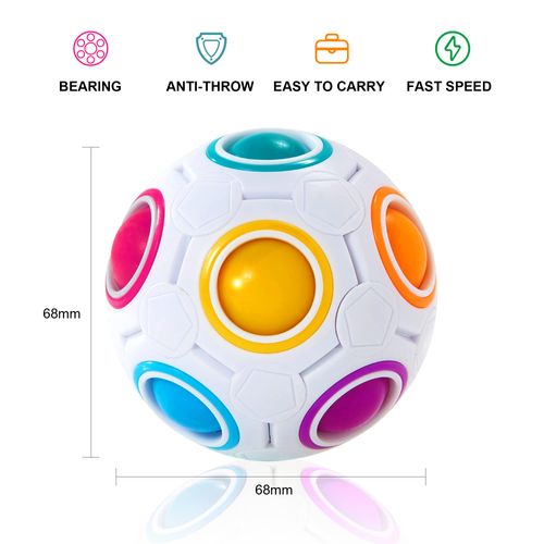 Vdealen Magic Rainbow Puzzle Ball, Fidget Ball Puzzle Brain Teaser Fidget Toy for Boys & Girls- Birthday Party Easter Valentines Day Christmas Stocking Stuffers for Kids Teen & Adults(White)