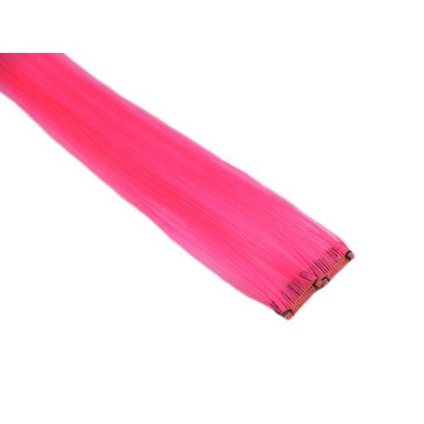 Clip In Hair Extensions 12" Neon Pink Solid Colour Emo Punk Goth Scene