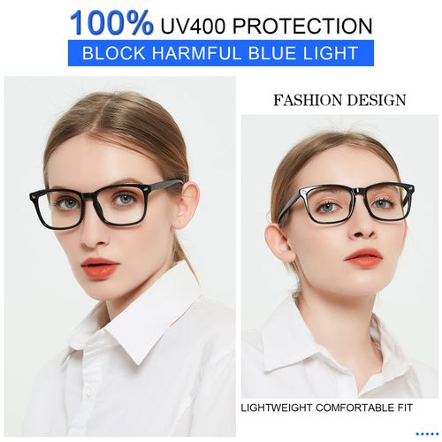MARE AZZURO Black Computer Reading Glasses 4.00 Women, Ladies Blue Light Blocking Readers 4.0 Eye Strain