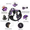 HEELE No Pull Dog Harness - Medium, Reflective, Adjustable with Front & Back Leash Attachments & Soft Padded Control Handle - Purple, M