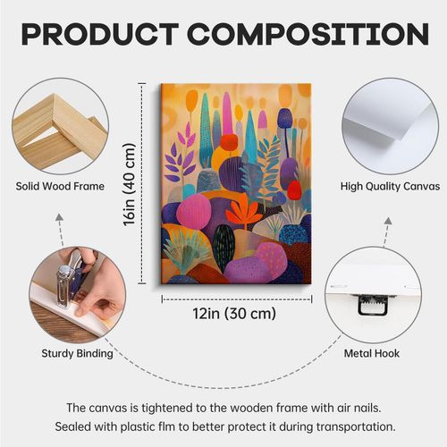 WOXZQ Canvas Wall Art,Abstract Decor, Colourful Wildflower Paintings, Farmhouse Pictures, Modern Artwork, Rustic Prints Cottagecore Office Living Room Bedroom 12x15 Inch
