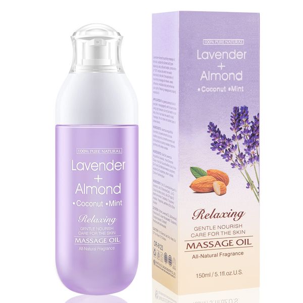 Massage Oil with Lavender Almond Peppermint and Coconut for Soothing and Relaxing Muscles Ideal Body Oil for Skin Moisturizing for Men and Women