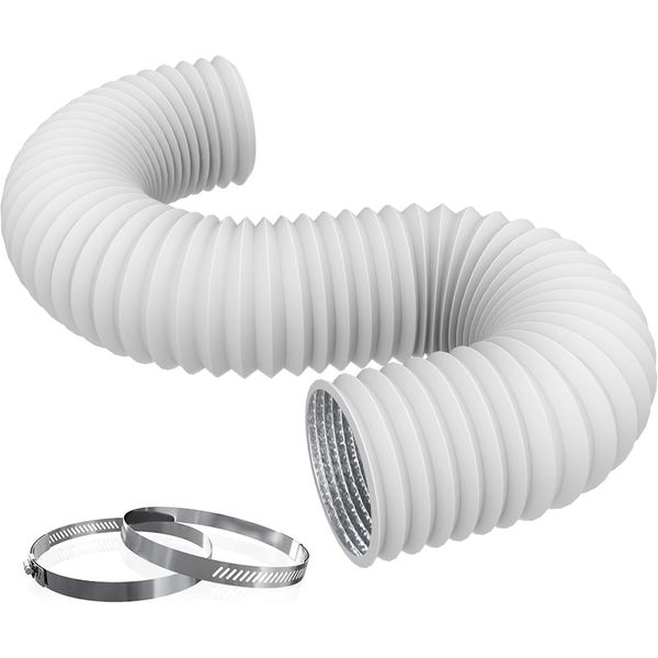 Dryer Vent Hose Flexible Aluminum Foil PVC Air Ducting for 4IN 8FT, White