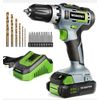 WORKPRO 20V Cordless Drill Driver Kit 3/8" 18+2 Torque 2 Speed w/Battery Charger