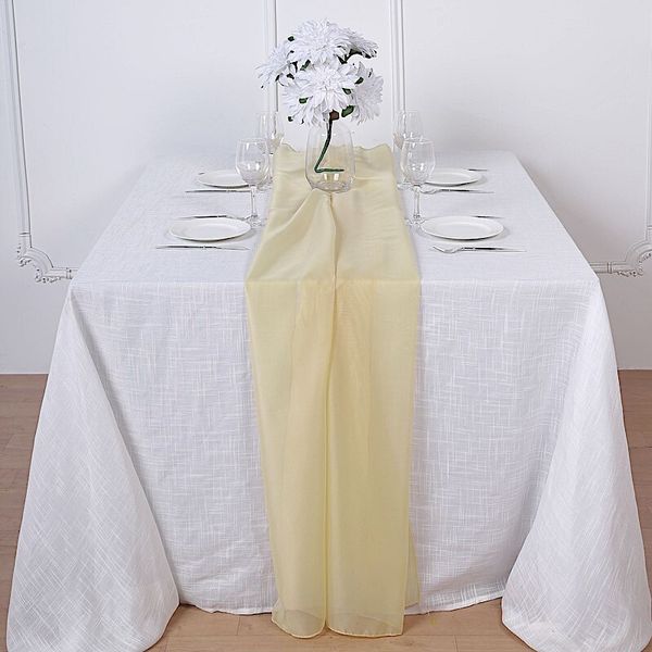 72" Champagne Chiffon Extra Long Table Top Runner Wedding Banquet Supplies