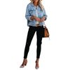 LONGBIDA Women's Jean Jacket Frayed Washed Button Up Cropped Denim Jacket With Pockets(Light Blue,M)