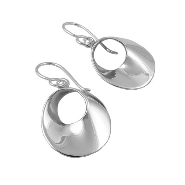 Solid Sterling 925 Polished Silver Mobius Circle Drop Earrings