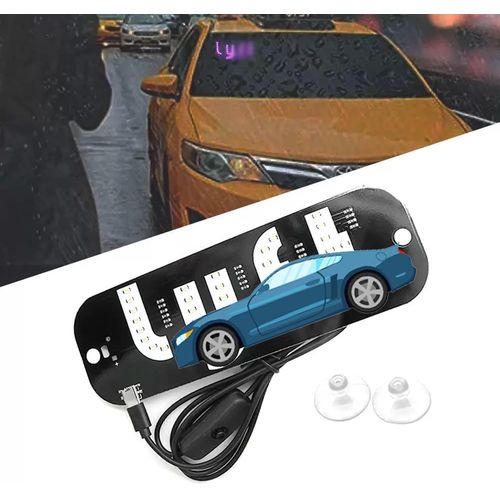 Taxi Pink Light Sign for Car Windshield with Suction Cups, USB A Switch Cable