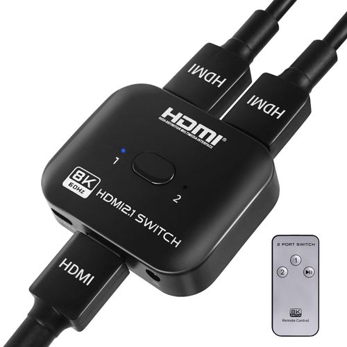 8K HDMI Switch Splitter 2 in 1 Out, Bi-Directional Switcher Support 48Gbps 4K@120Hz 8K@60Hz 4K@144Hz for PS5/PS4,HDTV,Xbox,Fire Stick
