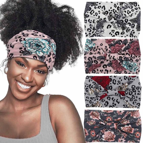 Aceorna Boho Butterfly Headbands Stretch Knotted Hairbands Floral Printed Hair Bands Elastic Turban Head Wraps Wide Head Bands for Women and Girls Pack of 4 (Floral A)