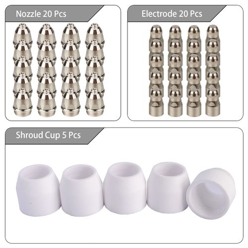 P80 Plasma Cutter Nozzle Electrodes Consumables 1.3 Tip 60Amp 45pcs Kit