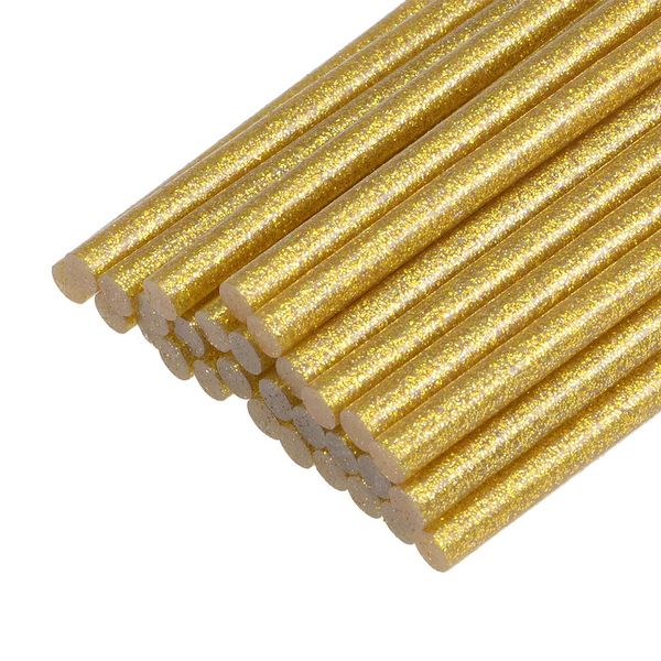 uxcell Mini Hot Glue Gun Sticks, Glue Gun, Glitter Gold, 3.9 x 0.3 inches (100 x 7 mm), Pack of 30