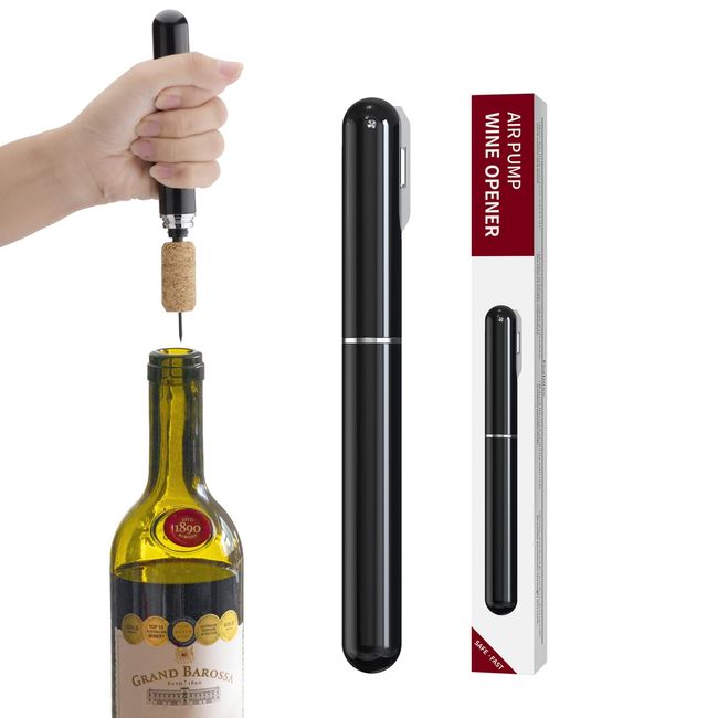 2-in-1 Luftdruck Weinöffner mit Folienschneider Weinflaschenöffner Leicht zu Öffnen Luftpumpe Weinöffner Tragbar Reise Wein Korkenzieher Handheld Wein Korkenentferner für Weinliebhaber (Black)