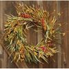 New Primitive Farmhouse RUSTIC FALL WILDFLOWER GRASS WREATH Hanging