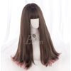 Eileen Semi-Long Cool Brown x Pink Wig, Straight, Natural, Harajuku Style, Popular, Small Face Effect, Cute, Net Included