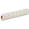 Extension Socket 6 Gang White, Power Outlet Strips Electrical, Qty X 1