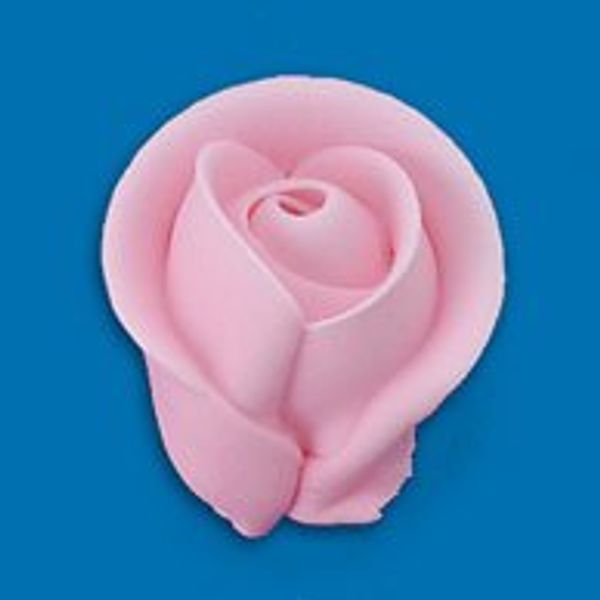 Item#38775 - Pink Side Rose - Medium Royal Icing Cake/Cupcake Decorations 12 Ct