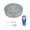 CDIYTOOL Round Rotatable LED Light Base, 8 Light Modes Display Stand, Multicolored Round Display Base for Crystal Statues Glass Ball (Silver)
