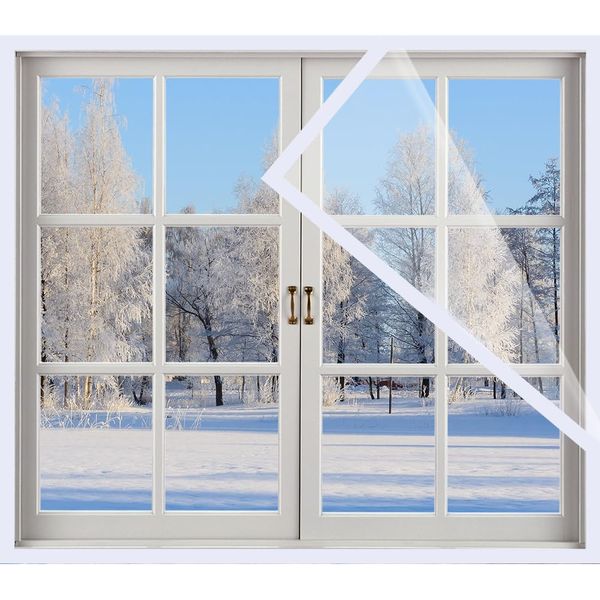Kocusu Thermo Cover Fenster,PVC Isolierfolie Fenster Kälteschutzfolie Fenster mit Selbstklebend,Transparent Wärmeschutzfolie Fenster Isolierfolie Kit,DIY Thermofolie Fenster für Fenstern,2 * 2M
