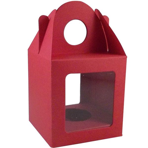 10 x Medium Xmas Red Single Cupcake/Muffin/Fairy Cake Boxes with 2 Windows