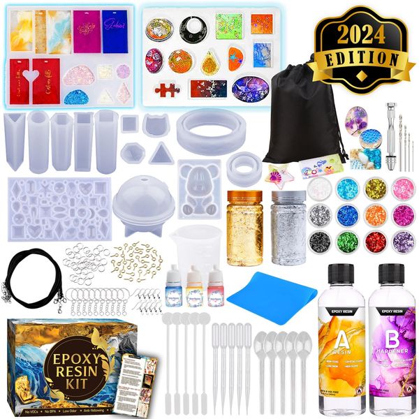 Resin Kits for Beginners, Resin Jewelry Making Kit with Molds and Resin Making Supplies - Silicone Casting Tools Set and Clear Epoxy Resin for DIY Craft Valentine's Gifts for for Adults & Kids