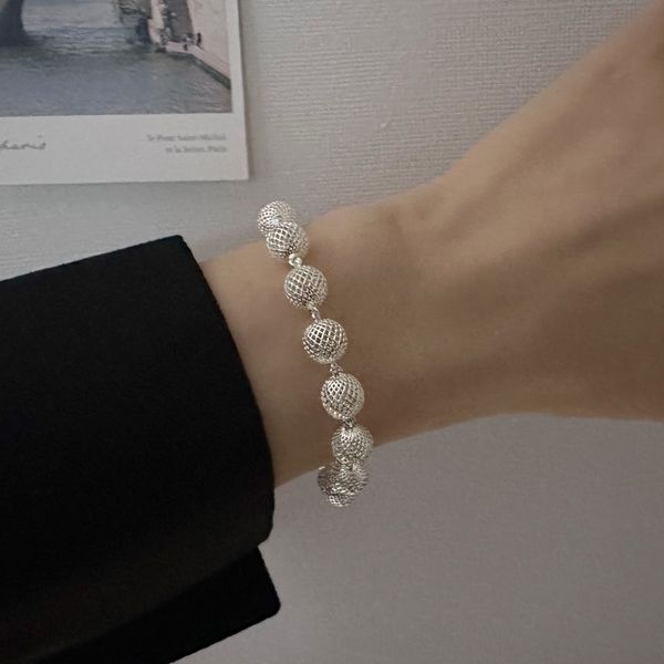 925 silver mesh silver ball chain bracelet silver ball women silver bracelet