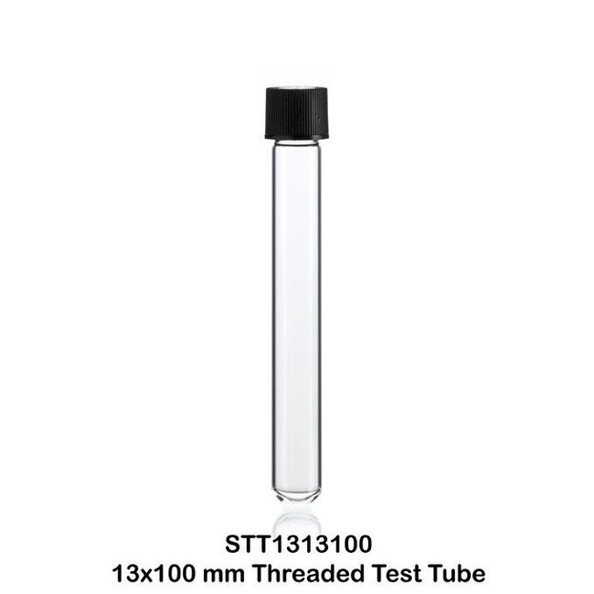 50 Glass Test Tubes Autoclavable Cap 13x100 mm (9 ml) - 4 Inch