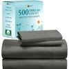 Cotton King Sheets Grey - 500 Thread Count Bed Sheet Set, Luxury Finish Sateen W