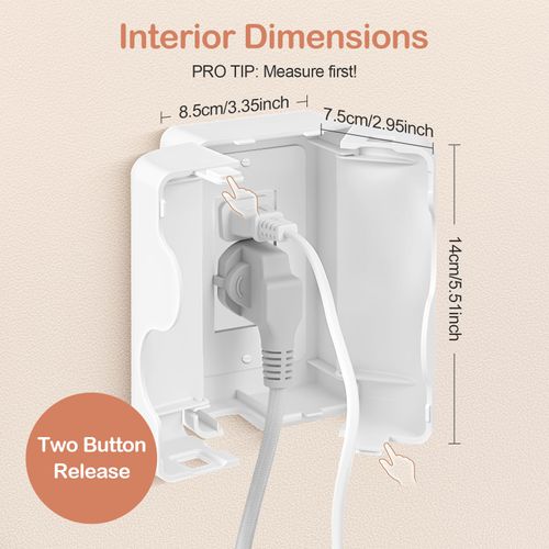 Havenso Child Proof Outlet Cover, Double Lock System, Duplex & Decorator Electrical Outlet Plates, Indoor Wall Outlet Covers Box, White, Large Interior Space
