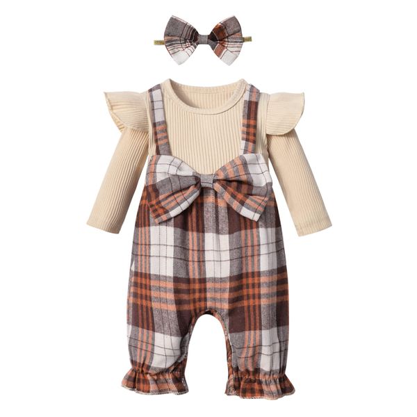 Queenstyle Baby Girl Clothes 6-9 Months Fall Infant Outfits One-Piece Snap Coverall Romper Newborn Photography Outfits