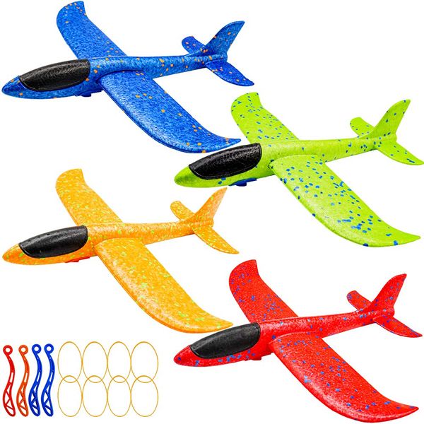 KAKALUOTE 4 Pack Airplane Toys, Throwing Foam Plane with 13.6 inches Wingspan for Outdoor Sports Garden Foam Glider Planes for Kids, Gifts for 3 4 5 6 7 Year Old Boy