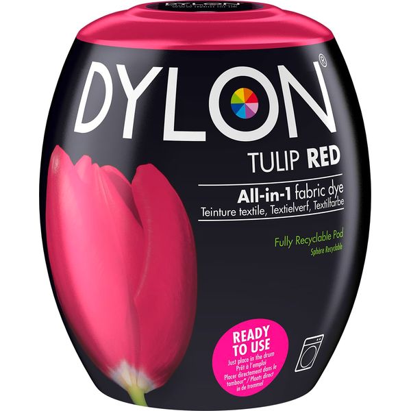 DYLON Washing Machine Fabric Dye Pod for Clothes & Soft Furnishings, 350g – Tulip Red