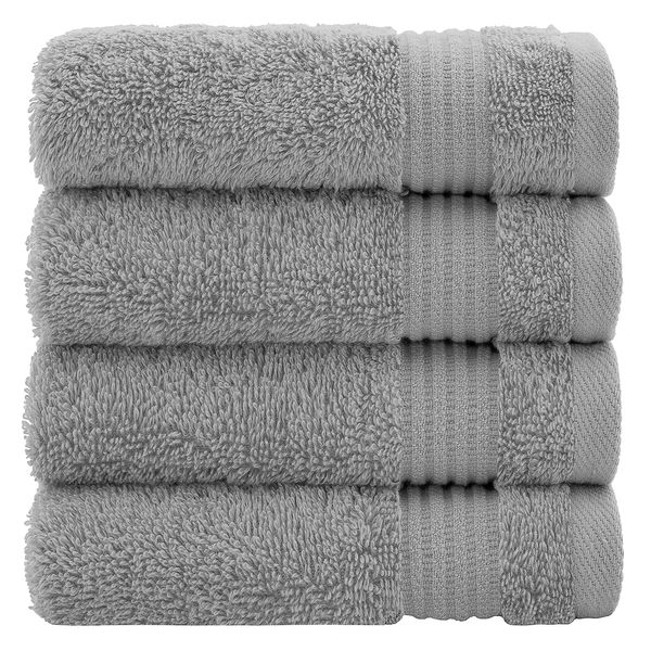 Cotton Paradise Washcloths for Bathroom, 13 x 13 Inch 100% Turkish Cotton Towels Soft Absorbent Luxury Washcloths, Small Hand Face Towels, Light Gray Washcloths