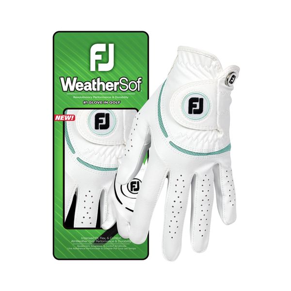FootJoy WeatherSof Women's Golf Glove, White/Sea Glass