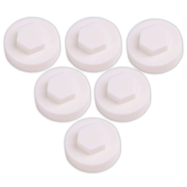 100x White Hex TEK Roofing Cover Caps for 16mm Washer/Coverage & 8mm Recess