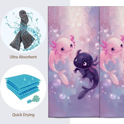 Turamurra Hand Towels Set of 2 Axolotl Themed Towels for Bathroom Decorative, Bath Towels, Soft Absorbent Towels for Farmhouse Home Decor Gifts for Women 14 x 28 in